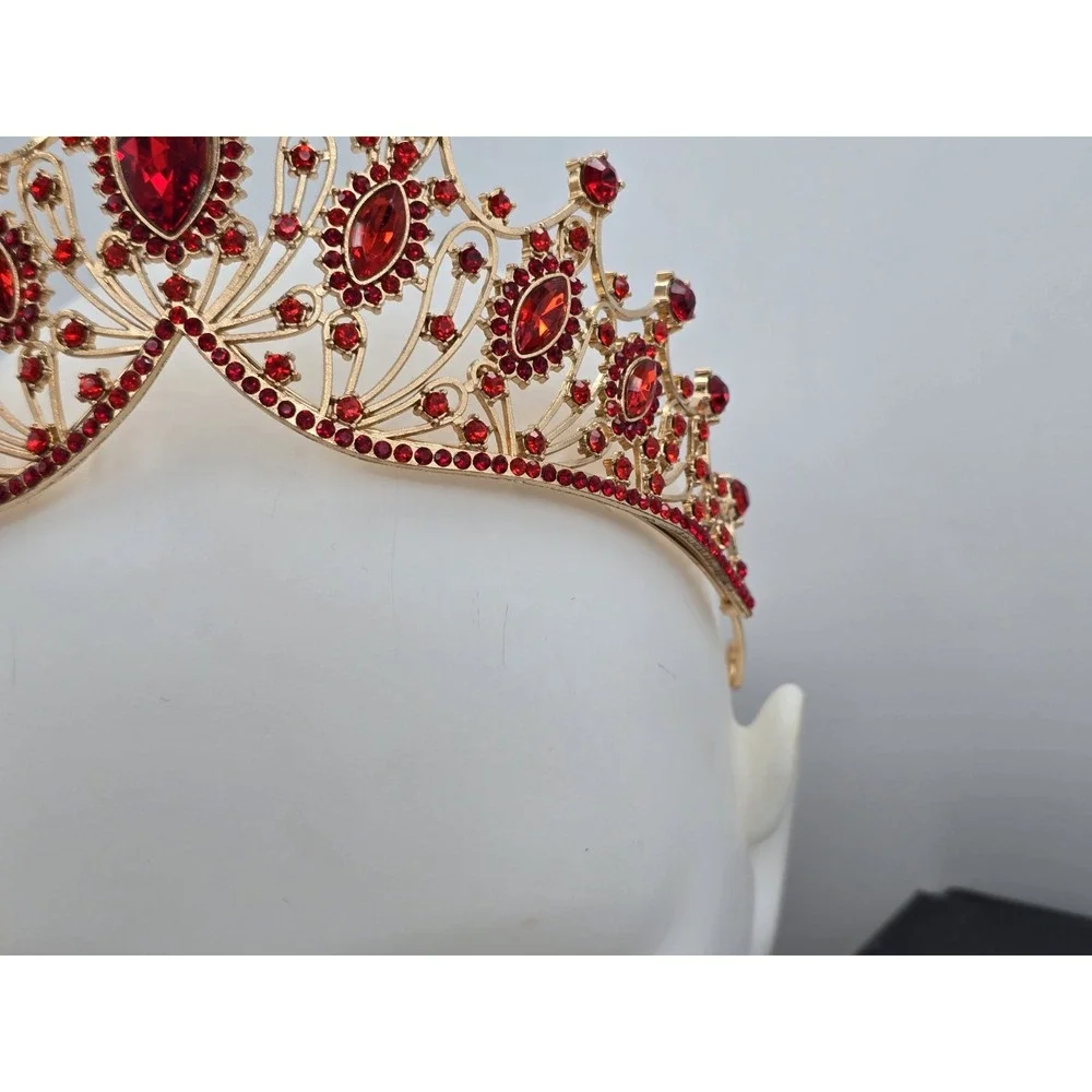 Red Quinceanera Crystal Crown Tiaras Girl Hair Wedding ‎ Party